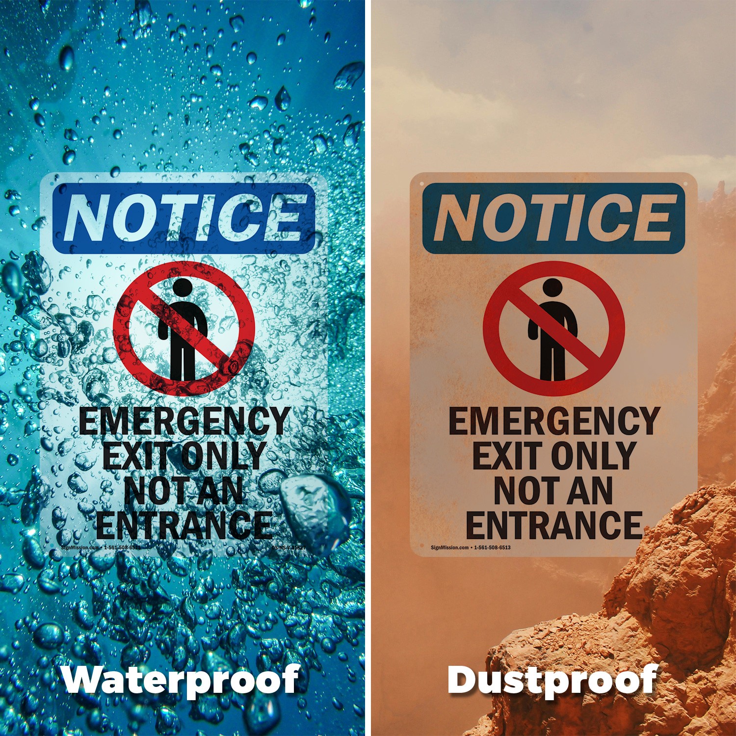 Emergency Exit Only OSHA Notice Sign Metal, Plastic, Or Decal – 5 or 10 Pack