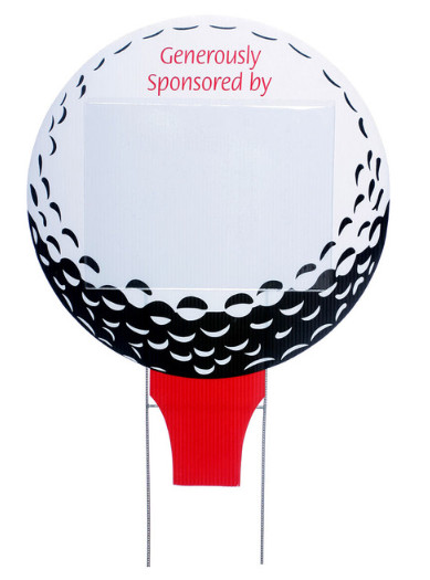 Golf Ball Sponsor Sign – includes stakes and clear plastic sleeve – 10 Pack