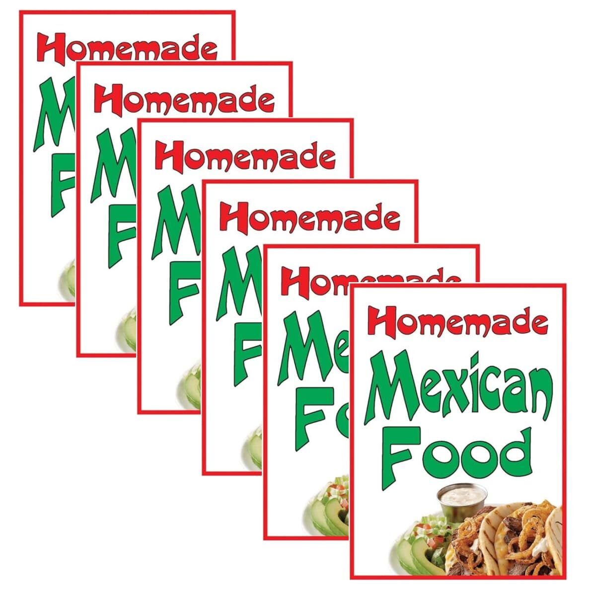 Homemade Mexican Food Retail Window Display Paper Signs | Pack of 6 |18″w x 24″h