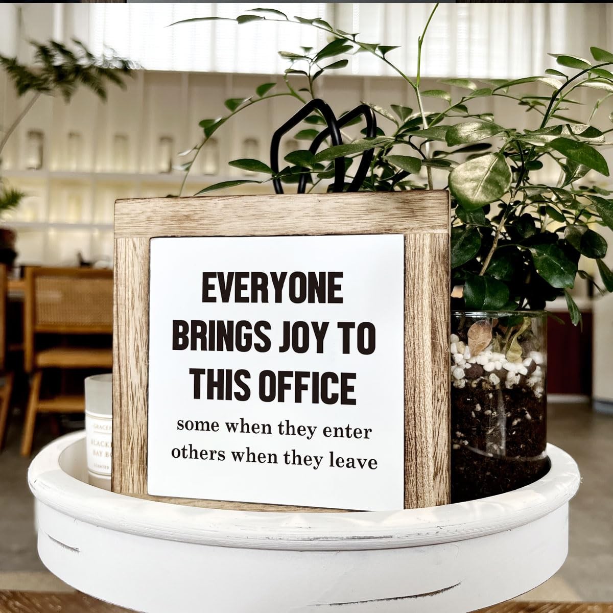 Wooden Box Signs Funny Office Quotes Bring Joy Desk Decor Coworker Gift