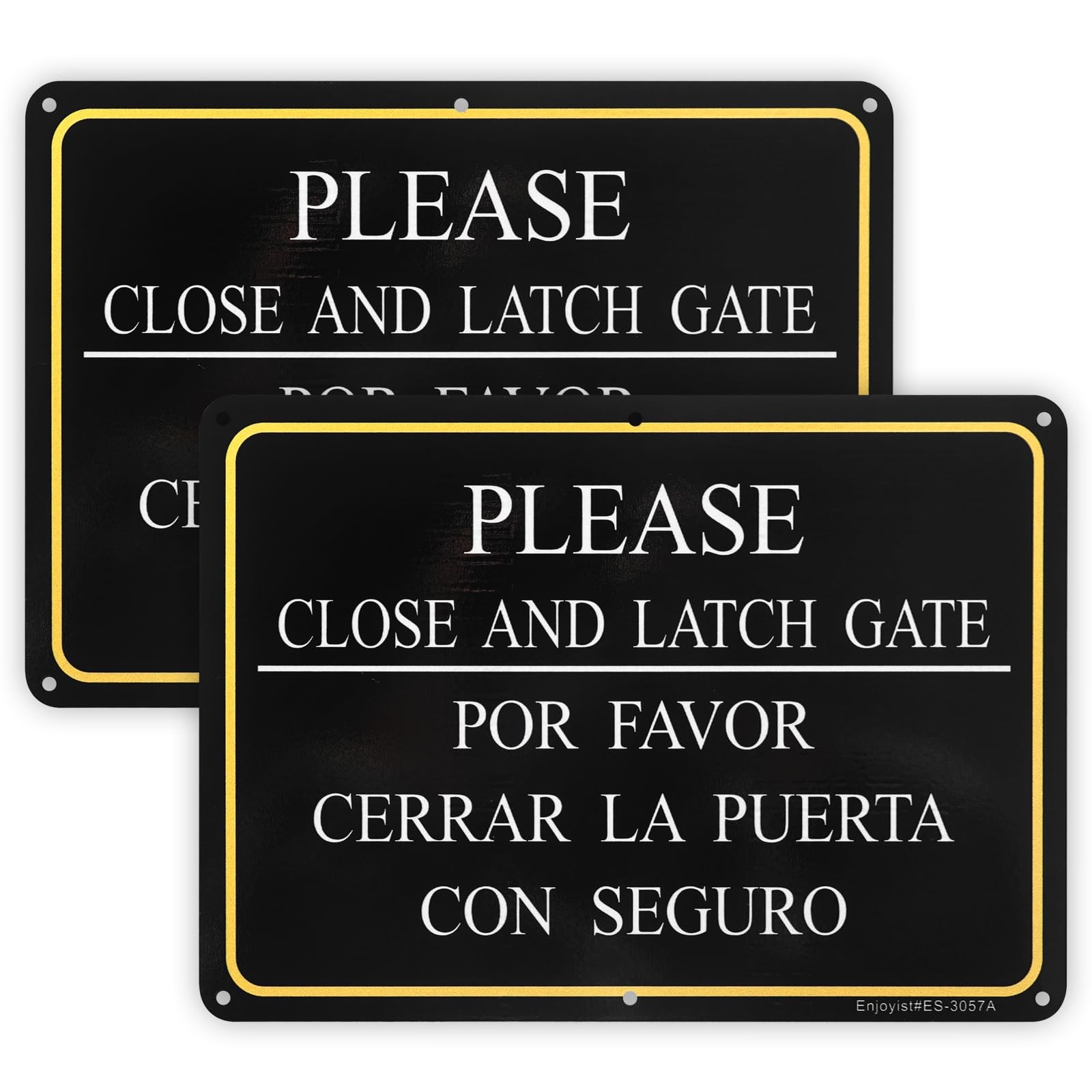 2 Pack Please Close and Latch Gate Sign Bilingual English Spanish, Keep Gate …
