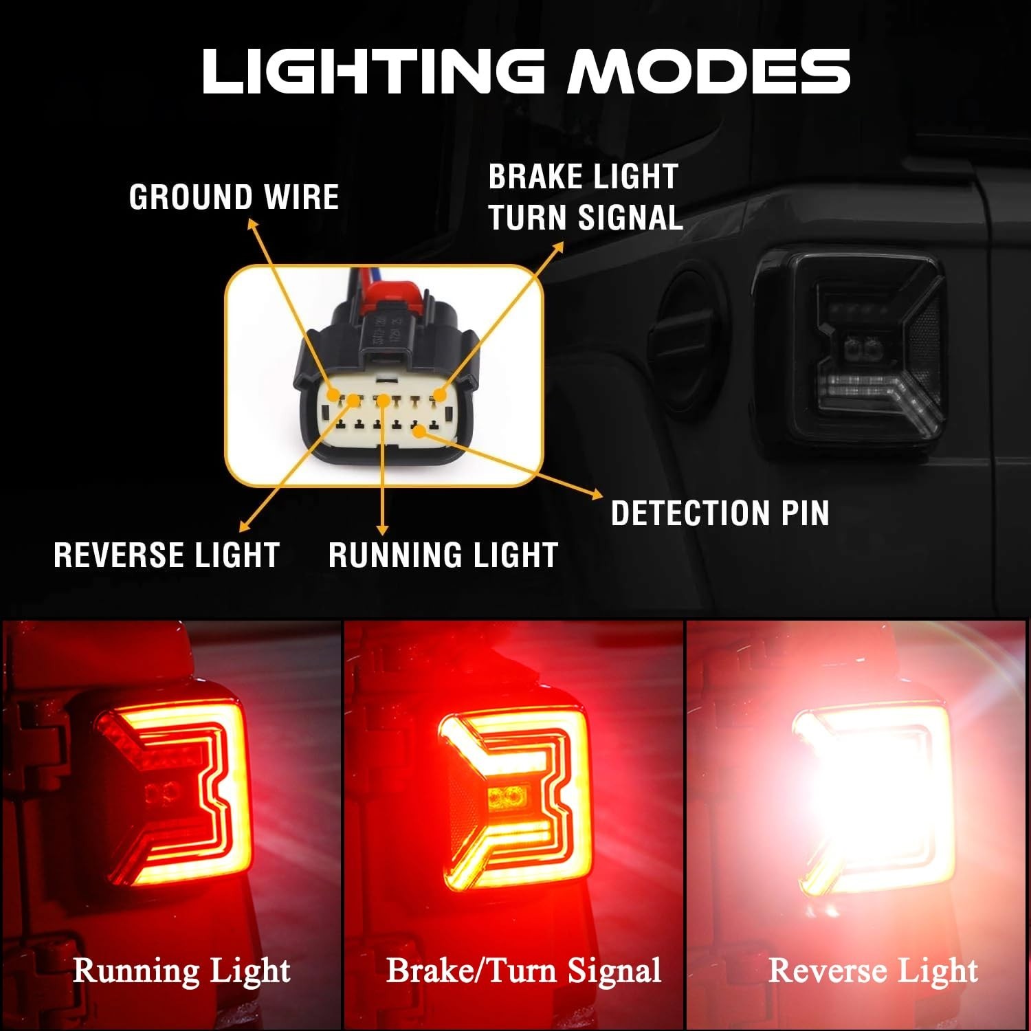 AUDEXEN LED Tail Lights for Jeep Wrangler JL JLU 2018–2024, C-Shaped Rear