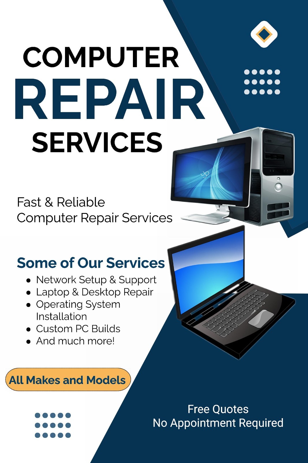 Computer Repair Service Advertising Poster Sign