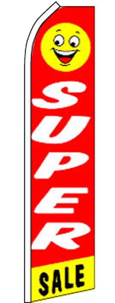 SUPER SALE HAPPY FACE ADVERTISEMENT 15FT tall SUPER SWOOPER FLAG banners #713