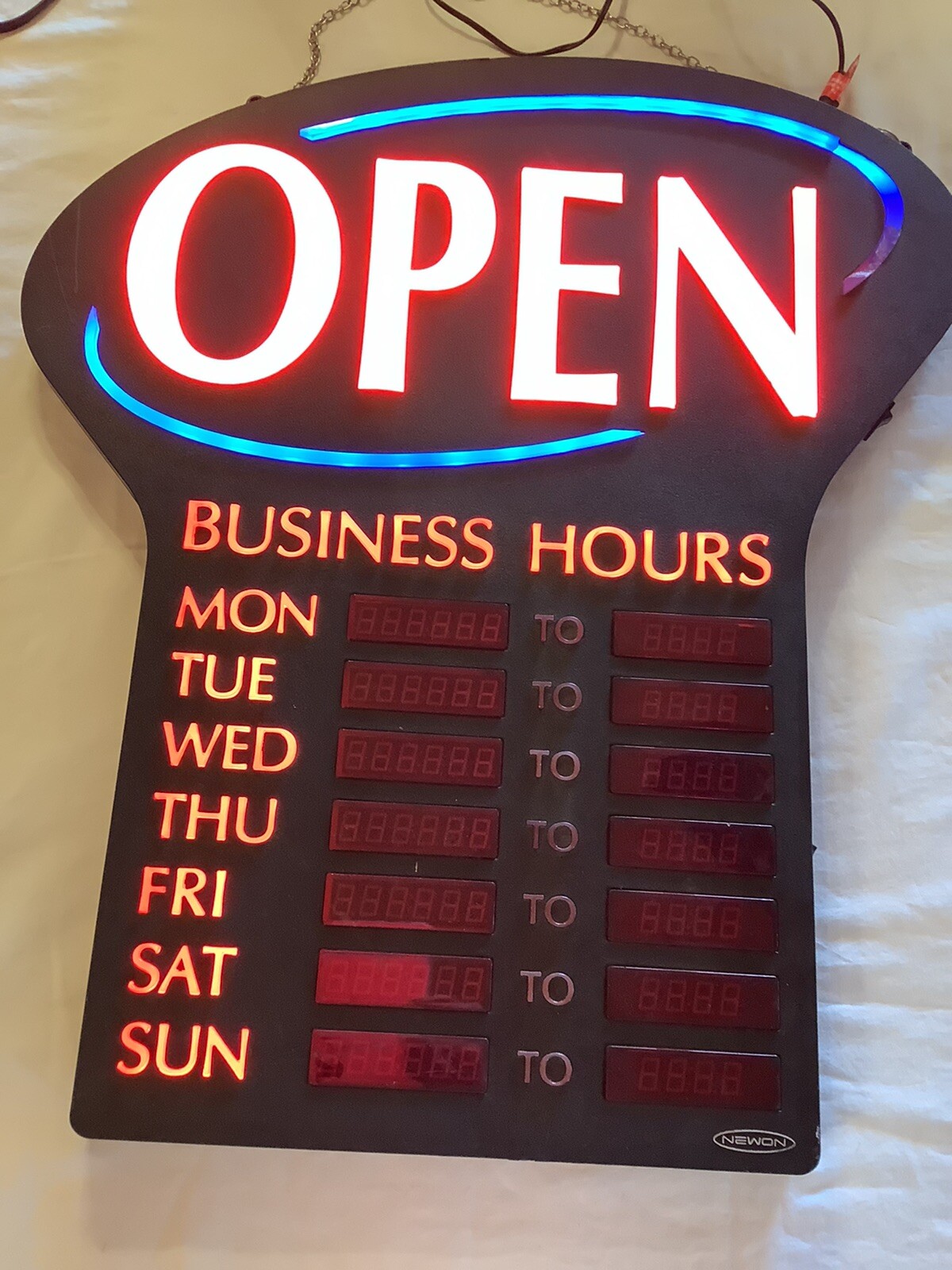 NEWON Led Lighted Red & Blue OPEN / CLOSED SIGN Business Hours partially works