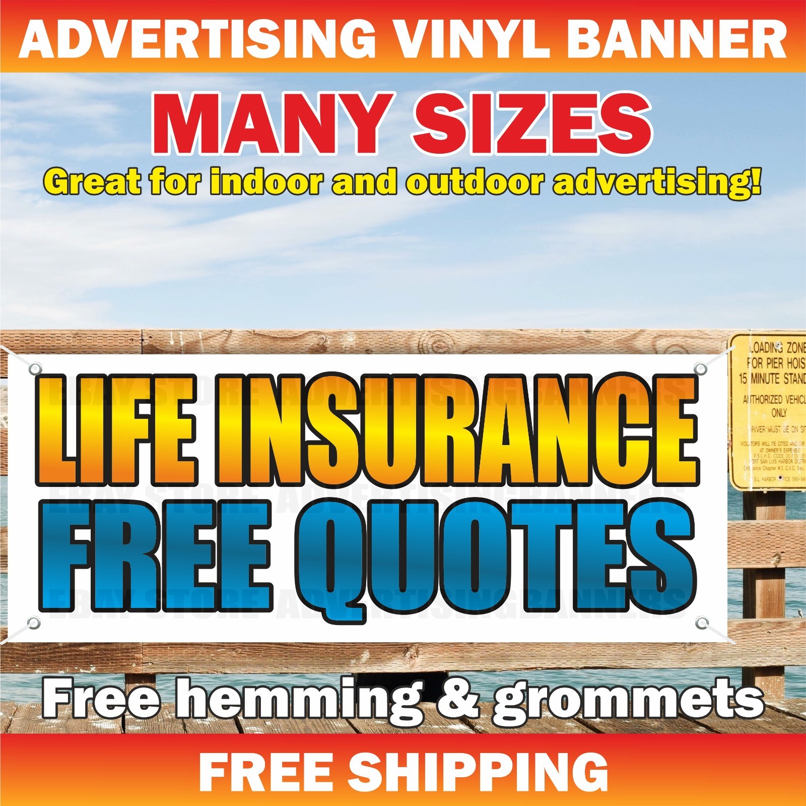LIFE INSURANCE FREE QUOTES Advertising Banner Vinyl Mesh Sign bank realtor