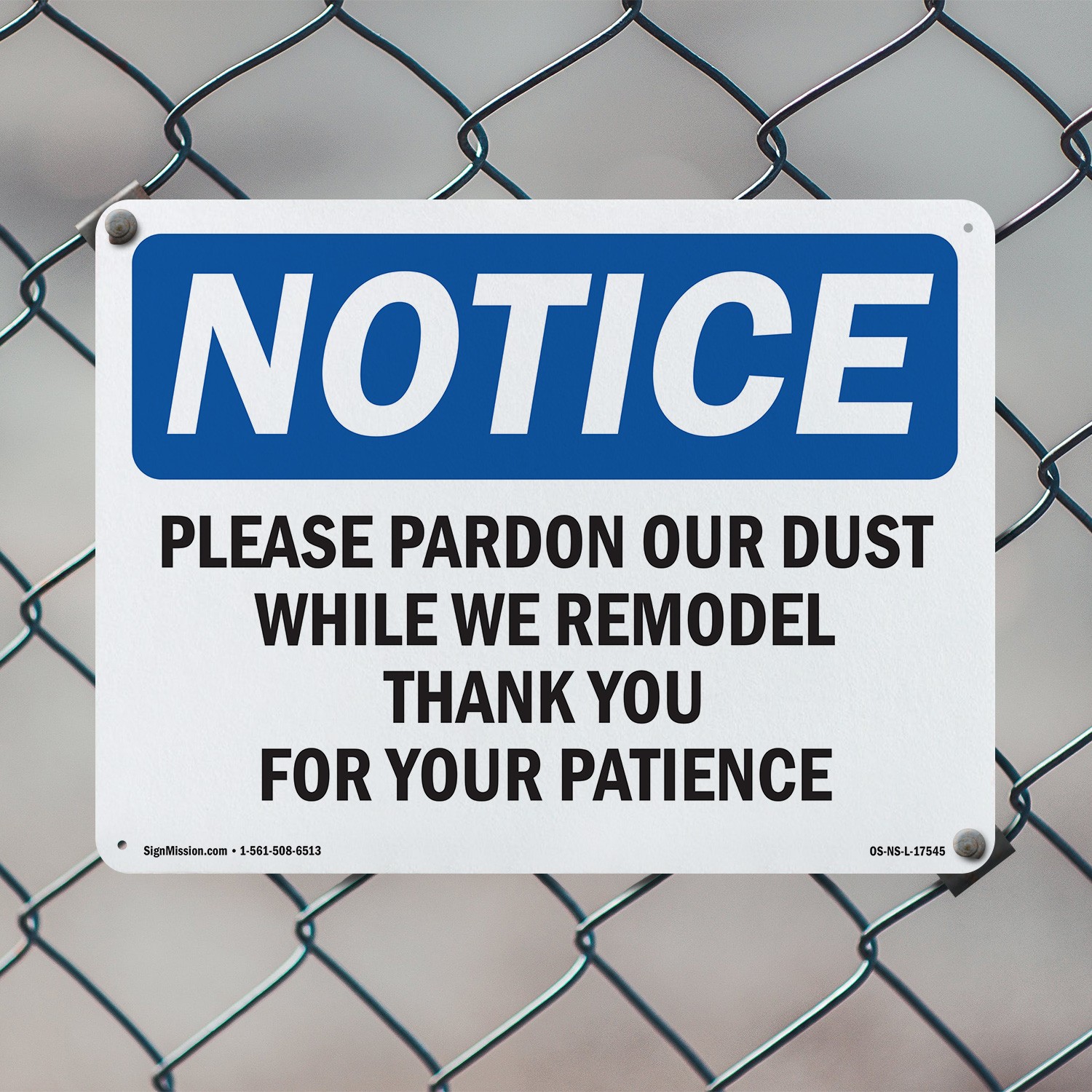 Please Pardon Our Dust While We Remodel OSHA Notice Sign Or Decal – 5 or 10 Pack