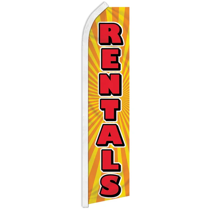 Rentals (Sunburst) Advertising Swooper Feather Flag Rent Me