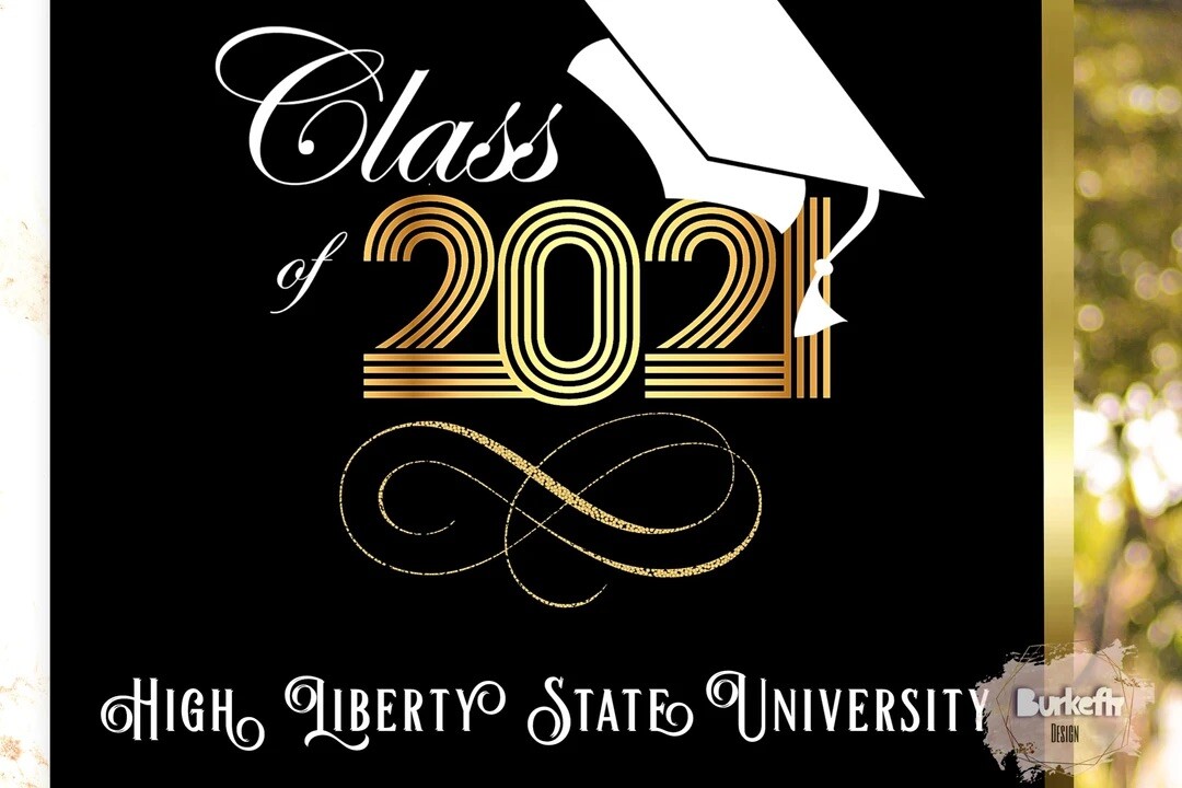 Printable Yard Sign Senior Class of 2021 – Black and gold Digital Graduation HD