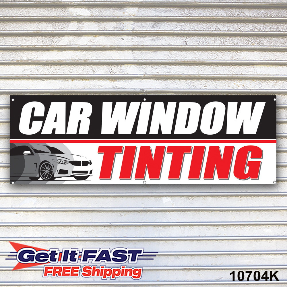 Window Tinting Banner Sign Auto Detailing Service Bay