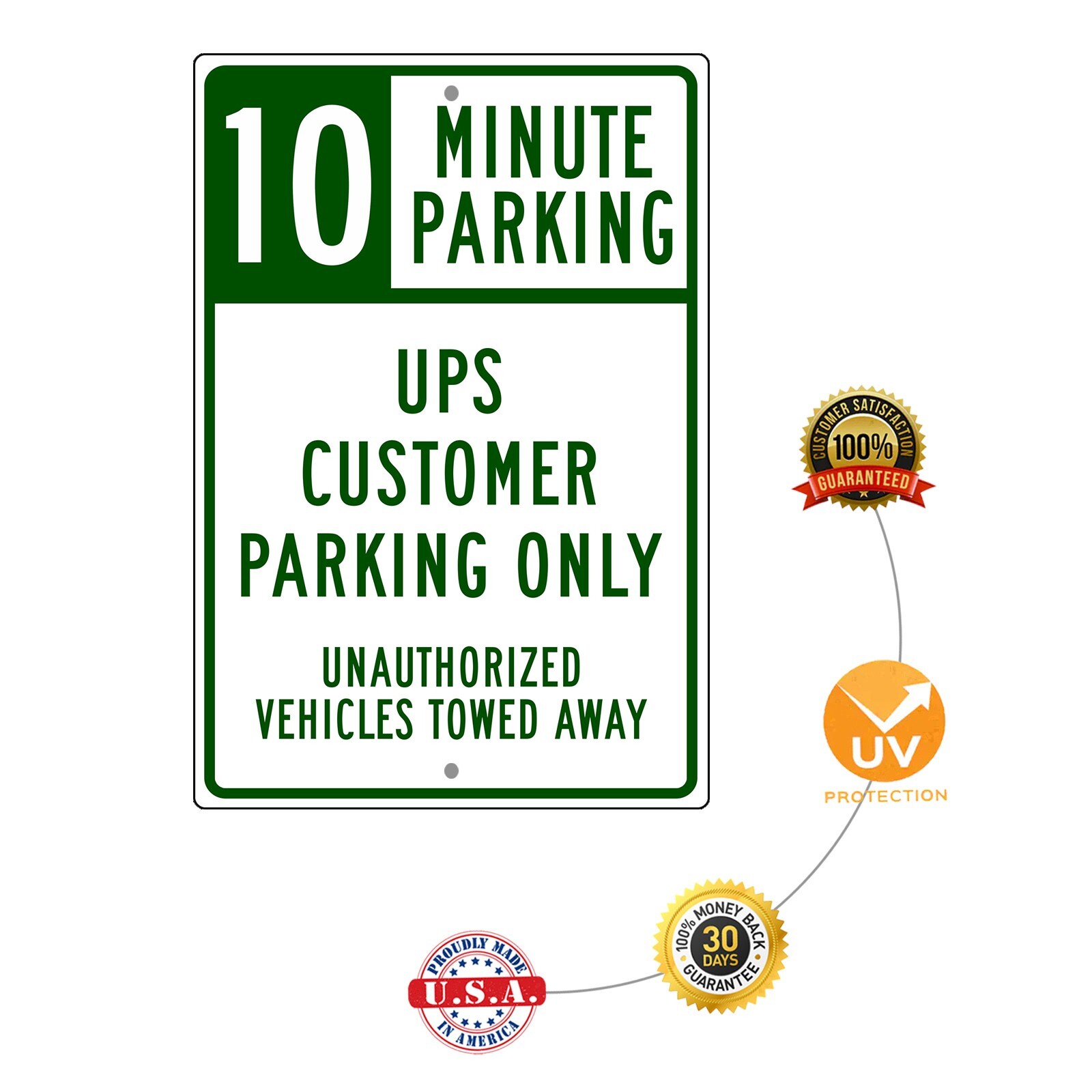 10 Minute Parking UPS Customer Parking Only Unique Novelty Aluminum Metal Sign
