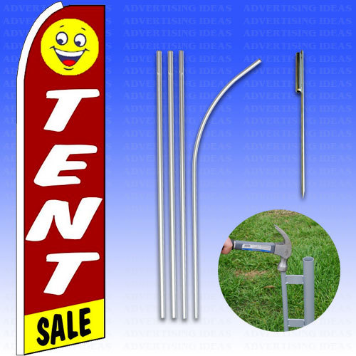 Feather Flag Swooper Advertising Flag Banner Sign 15′ Tall Kit – TENT SALE red