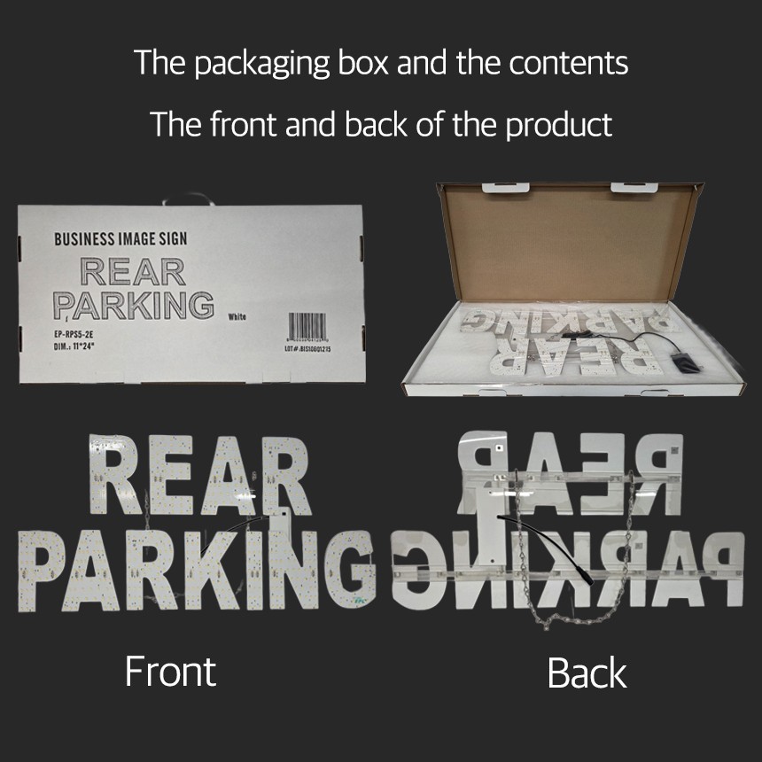 EPL Signs REAR PARKING White LED Sign Business 11″x24″ Remote 2G Blinking Mode