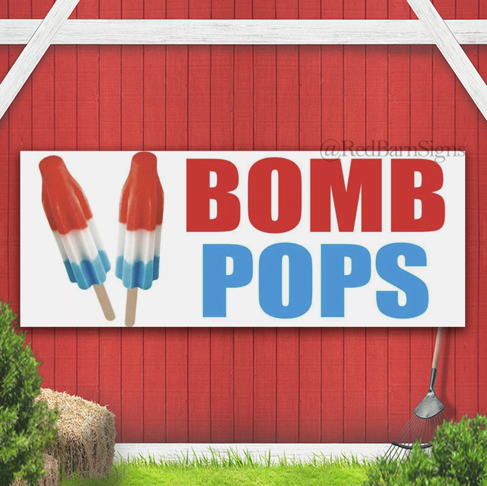 BOMB POPS Advertising Banner Sign