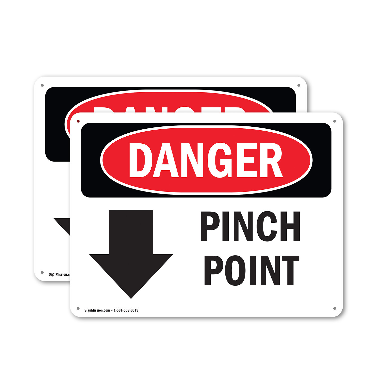 (2 Pack) Pinch Point OSHA Danger Sign Decal Metal Plastic