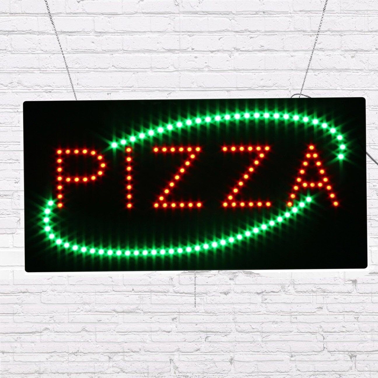 LED Pizza Sign for Retail Business Displays | Light Up Sign | 12″H x 24″W x 2″D