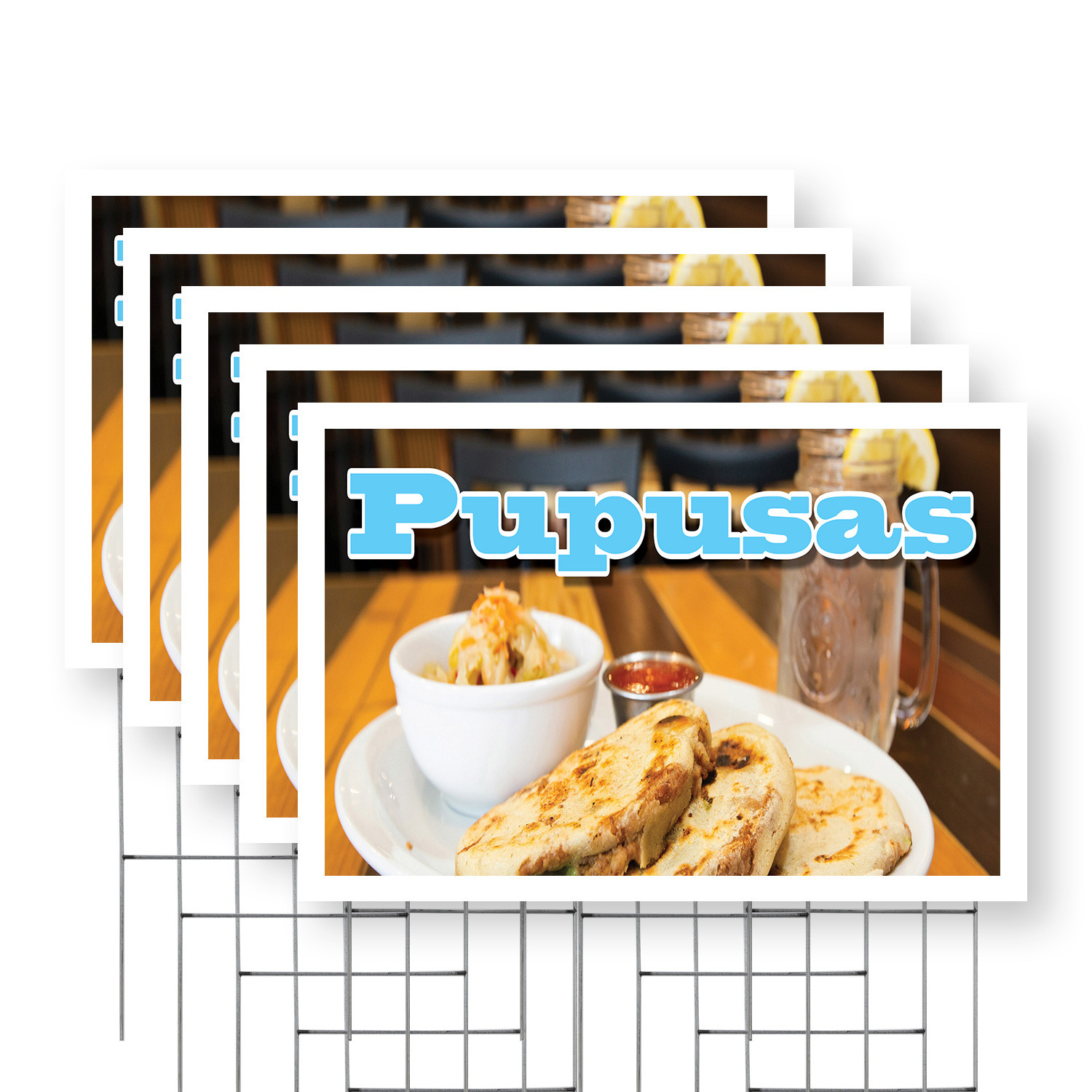 Pupusas Yard Sign Authentic Salvadoran Cuisine, Freshly Made, Food Promotions