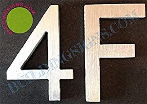 Apartment Number 4F Sign (Brush Silver,, Rust Free, 2.75 inch)….–REF24-1027
