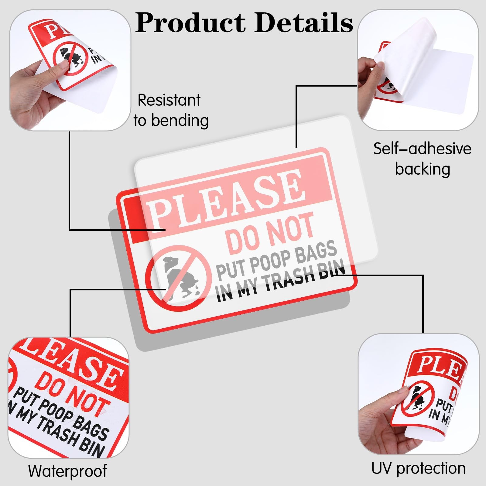 6 Pcs Please Do Not Put Poop Bags In My Trash Bin Sticks, Yard No Dog Poop St…