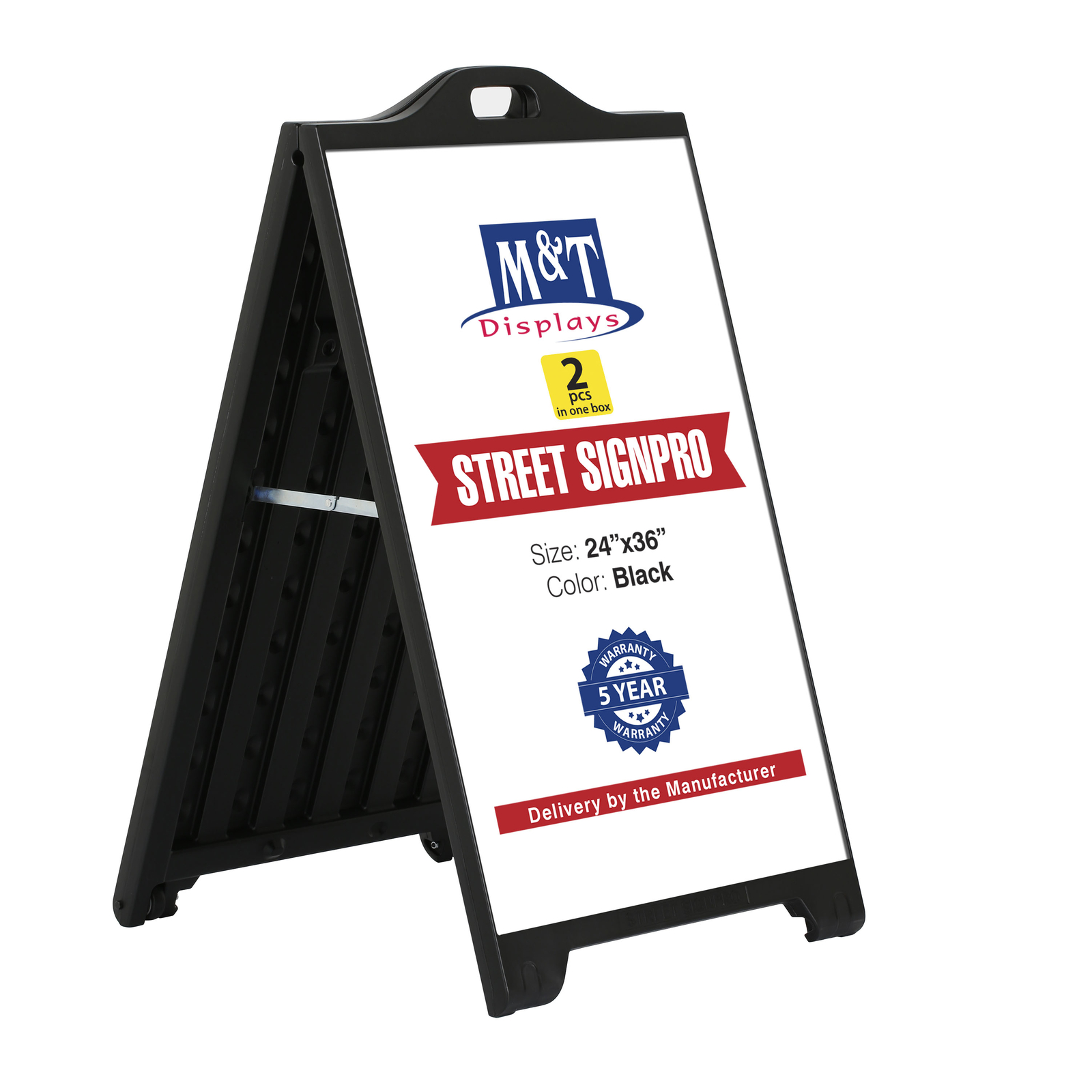 Street Sidewalk SignPro A-Frame Folding Portable 24×36 inch Black (Lot of 2)