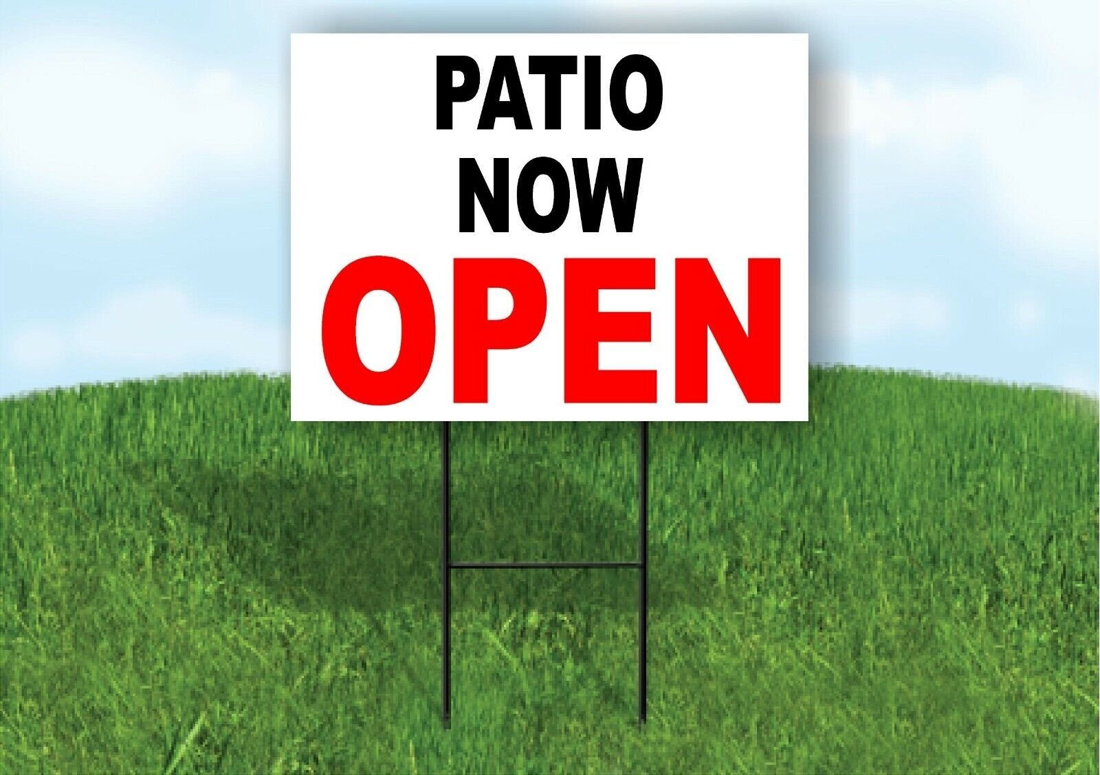 PATIO NOW OPEN BLACK RED Yard Sign Road with Stand LAWN SIGN