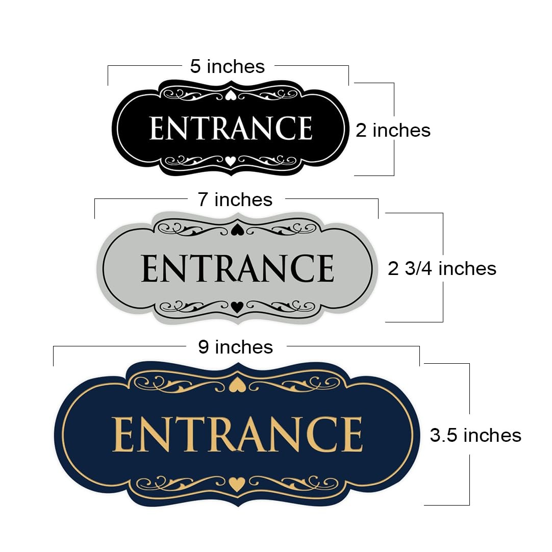 Designer Entrance Sign Navy Blue Gold Large Business Office Decor Wall Plaque
