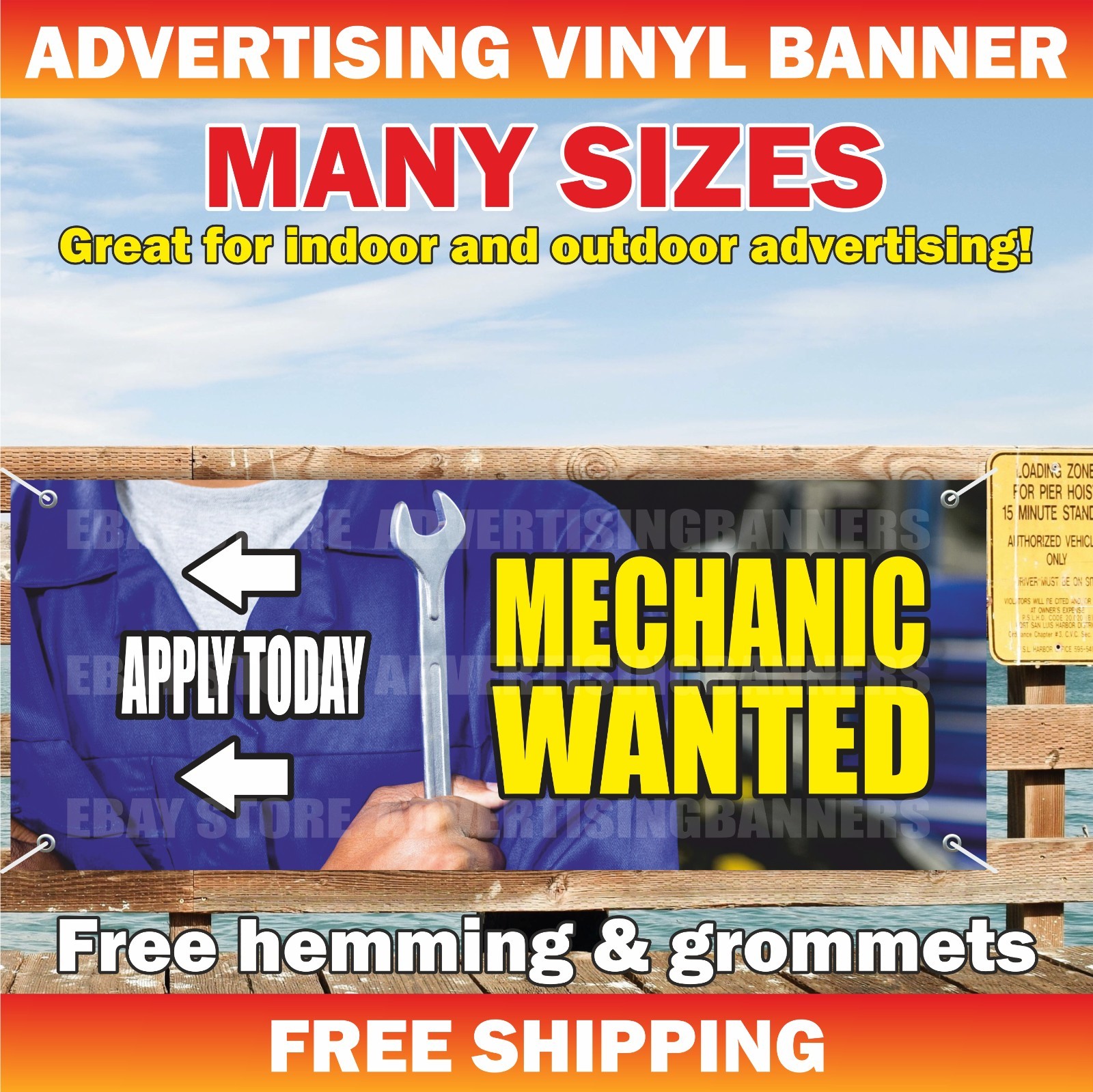 MECHANIC WANTED Advertising Banner Vinyl Sign Service Hiring Jop APPLY TODAY