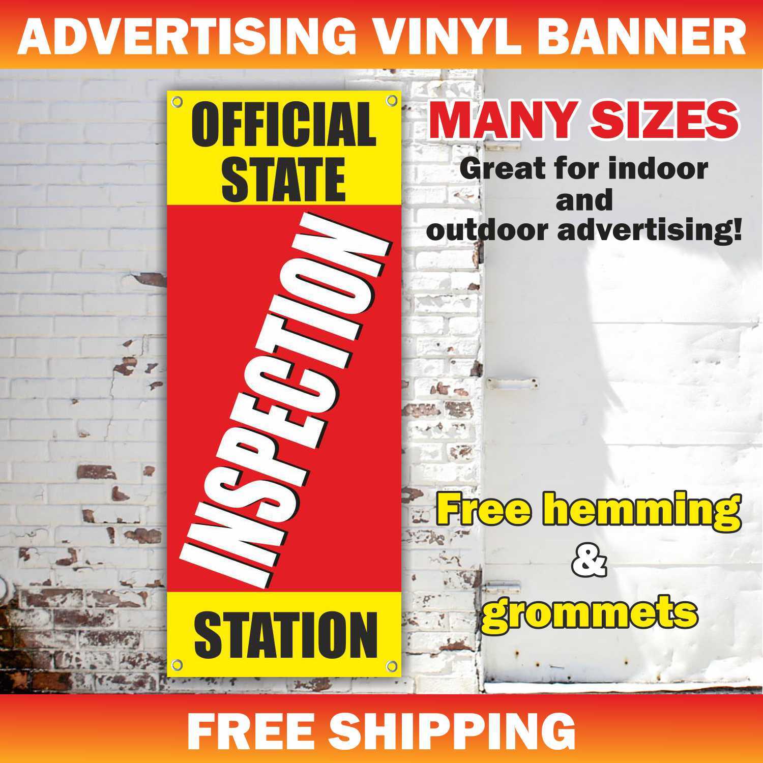 OFFICIAL STATE INSPECTION STATION Advertising Banner Vinyl Mesh Sign Vehicle