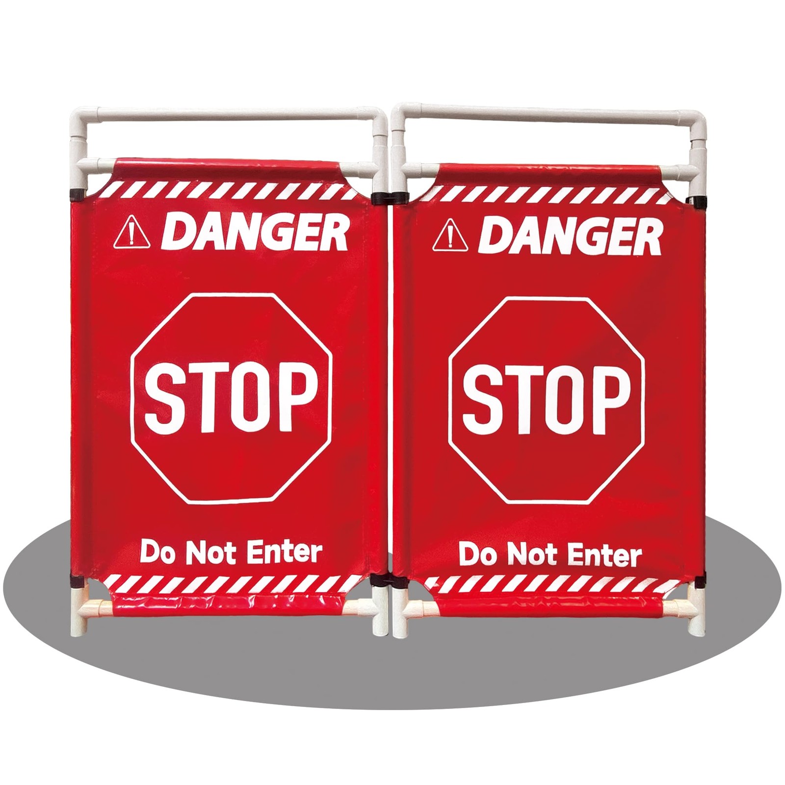 Safety Caution Barricade 2Panels Foldable Security Signs With PVC Tarp Remova…