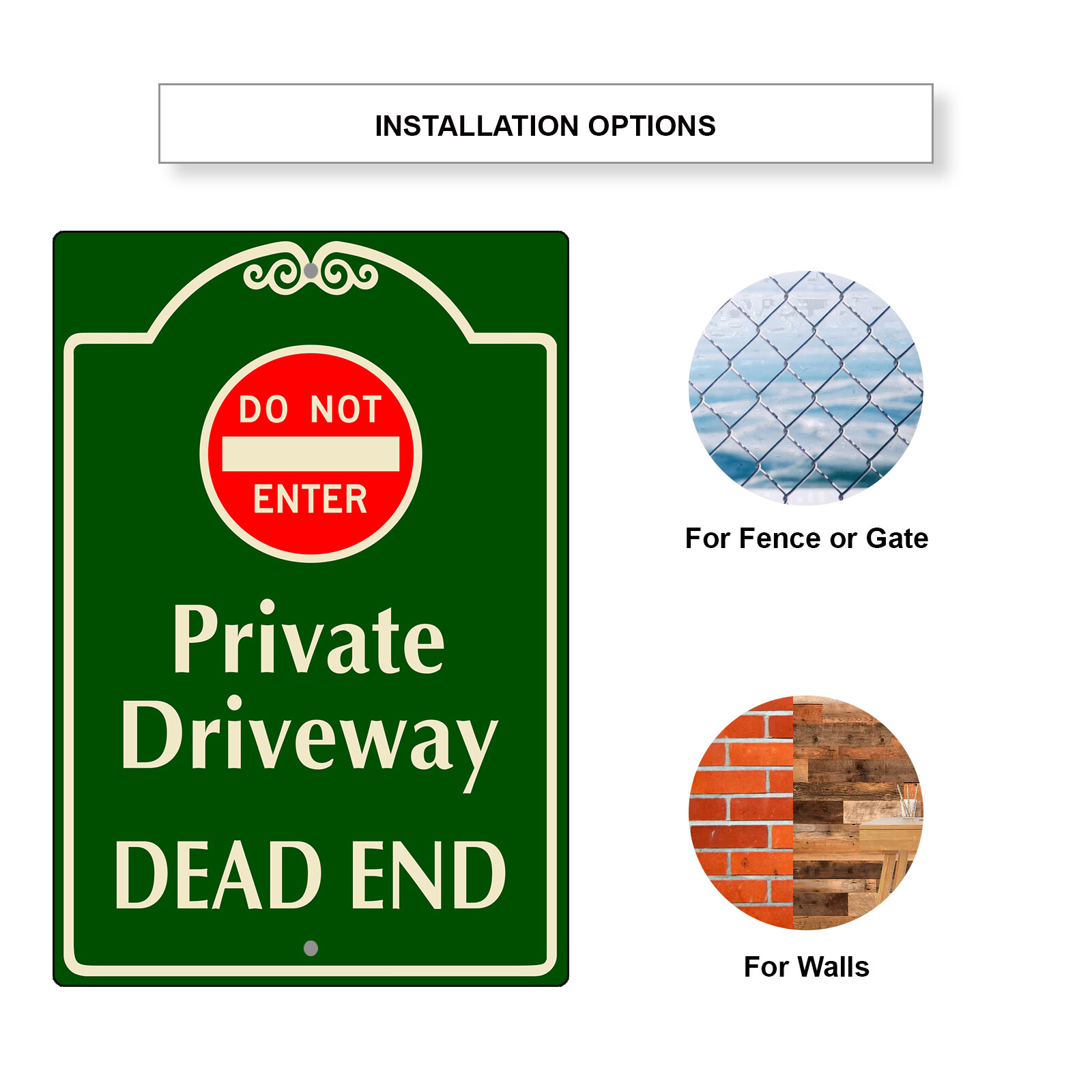 Do Not Enter Private Driveway Dead End Warning Notice Aluminum Metal Sign
