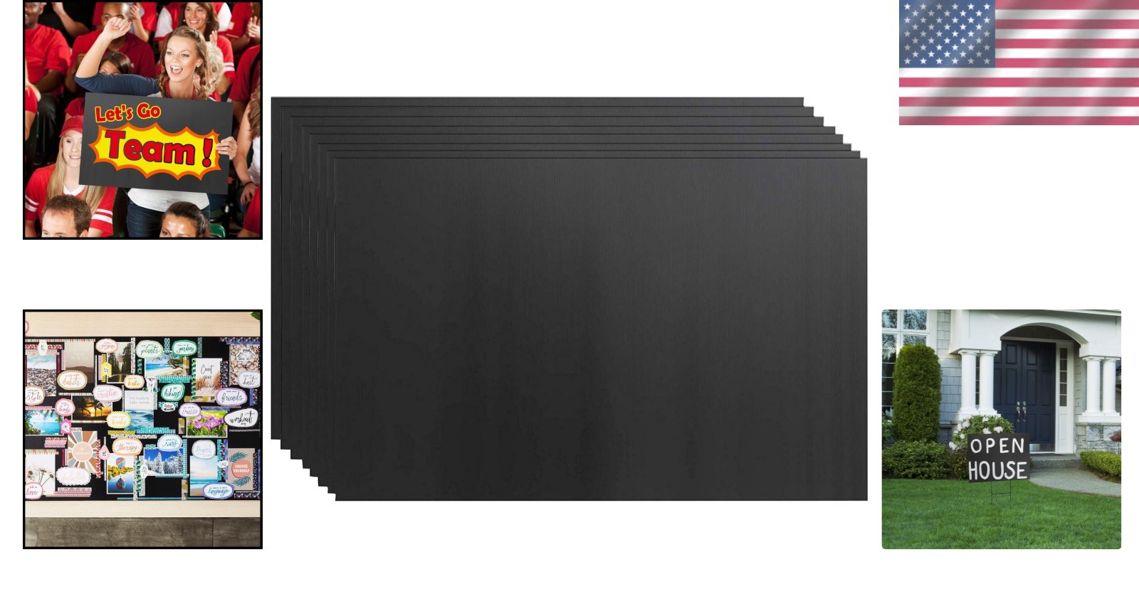 Black Corrugated Plastic Board Yard Signs – 24×36, 8 Pack