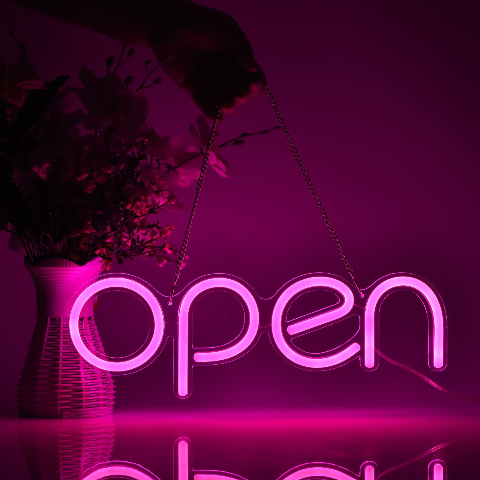LED Open Sign,16×6 inch Open Signs for Business with Open Close Sign(Pink) Pink