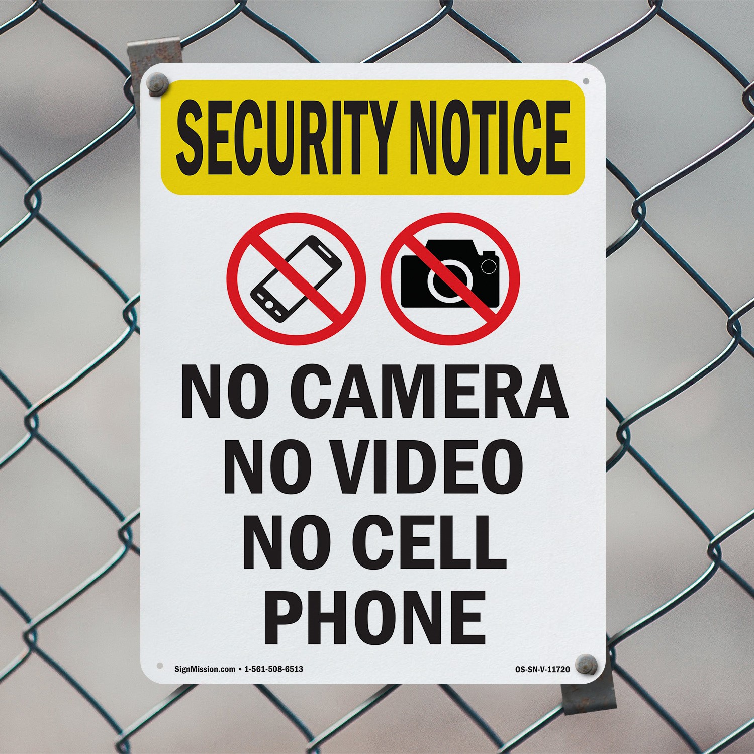 No Camera No Video With Symbol OSHA Security Notice Sign Or Decal – 5 or 10 Pack