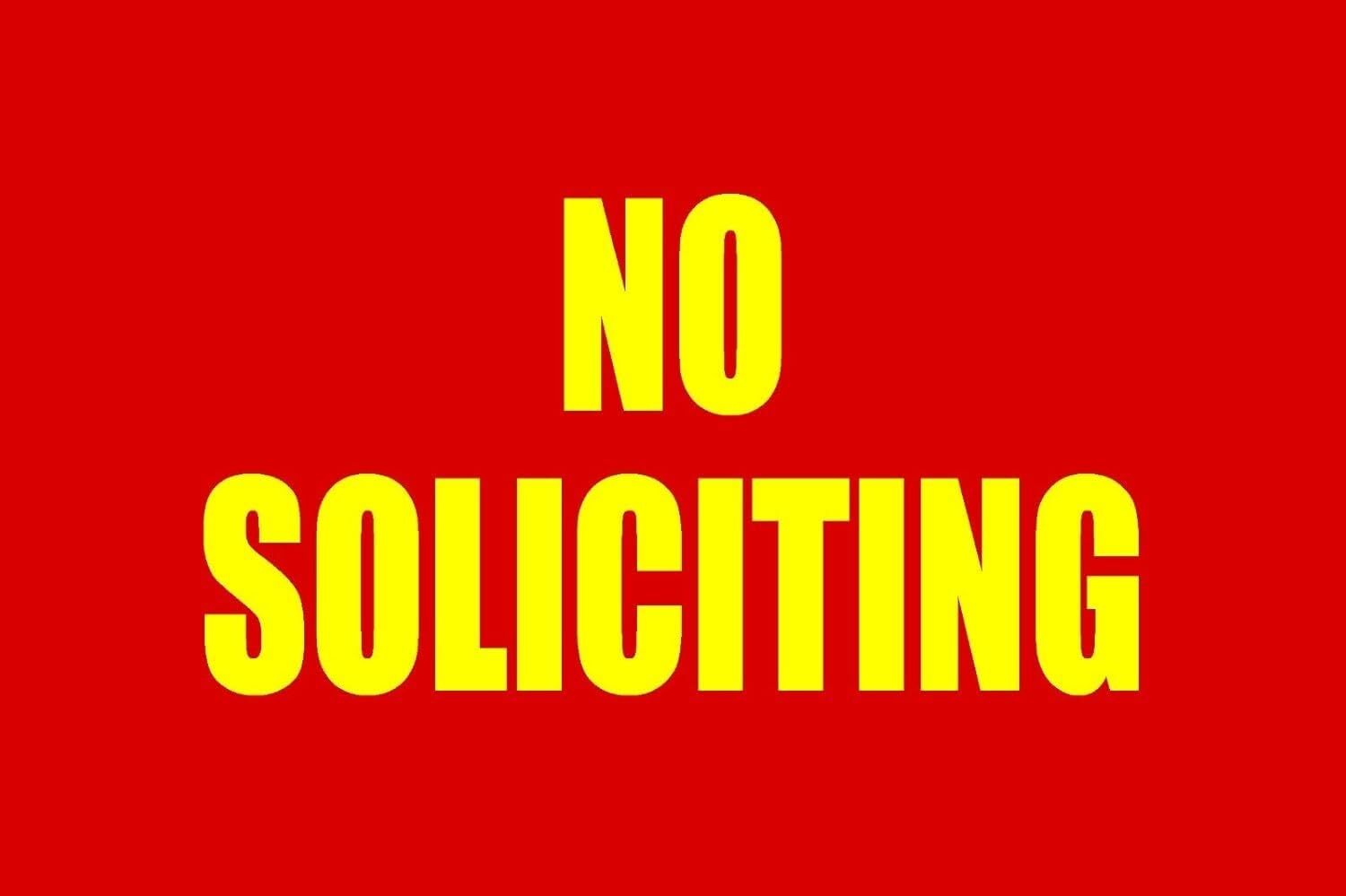 No Soliciting Business Retail Counter Informational Sign | Plastic | 12″w x 8″h