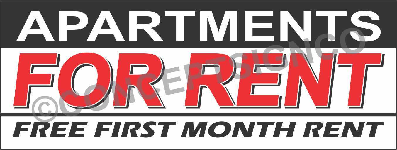 1.5’X4′ APARTMENTS FOR RENT BANNER Outdoor Sign Free First Month Rental Specials
