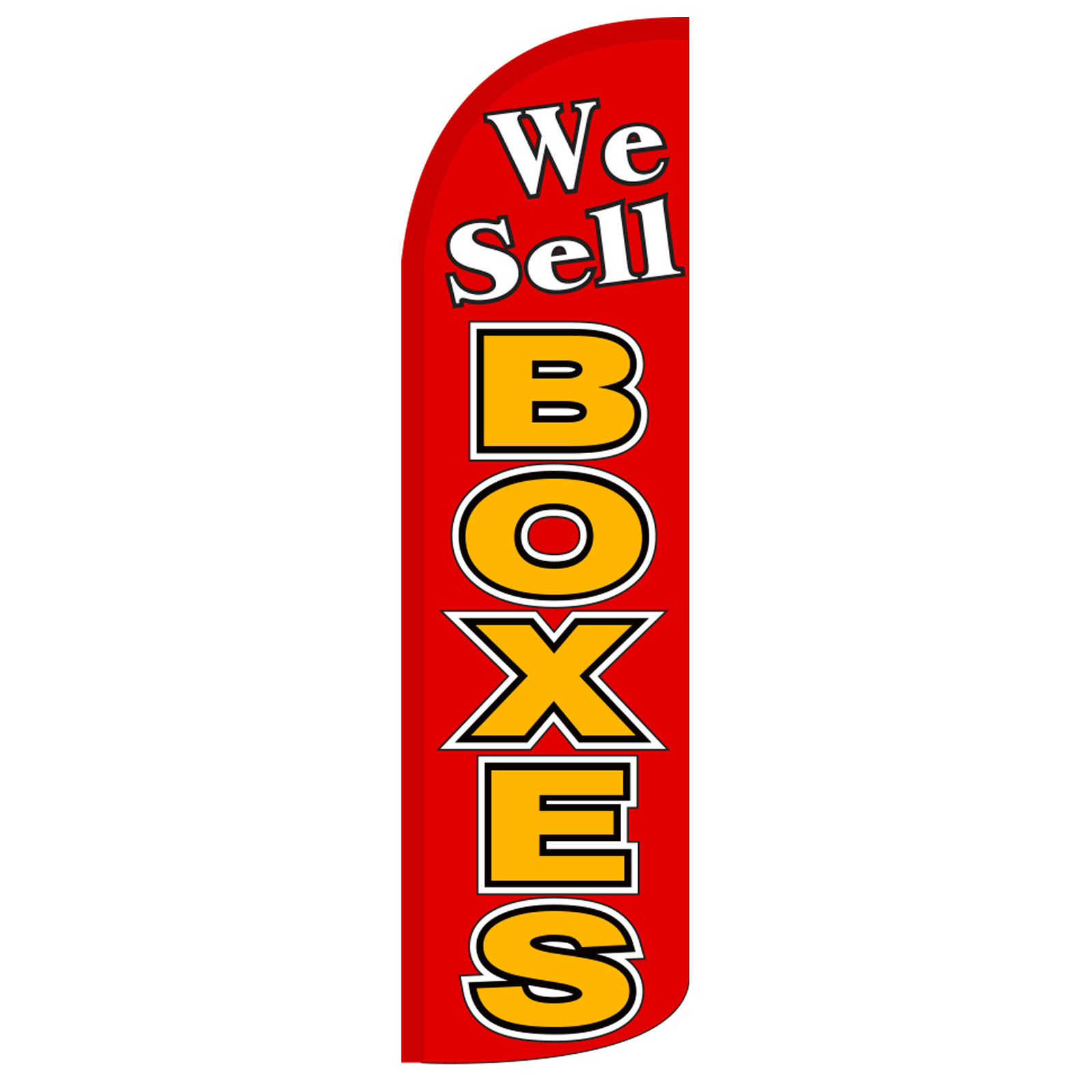 We Sell Boxes Banner Flag Sign Display Only Flutter Feather Windless Swooper OR