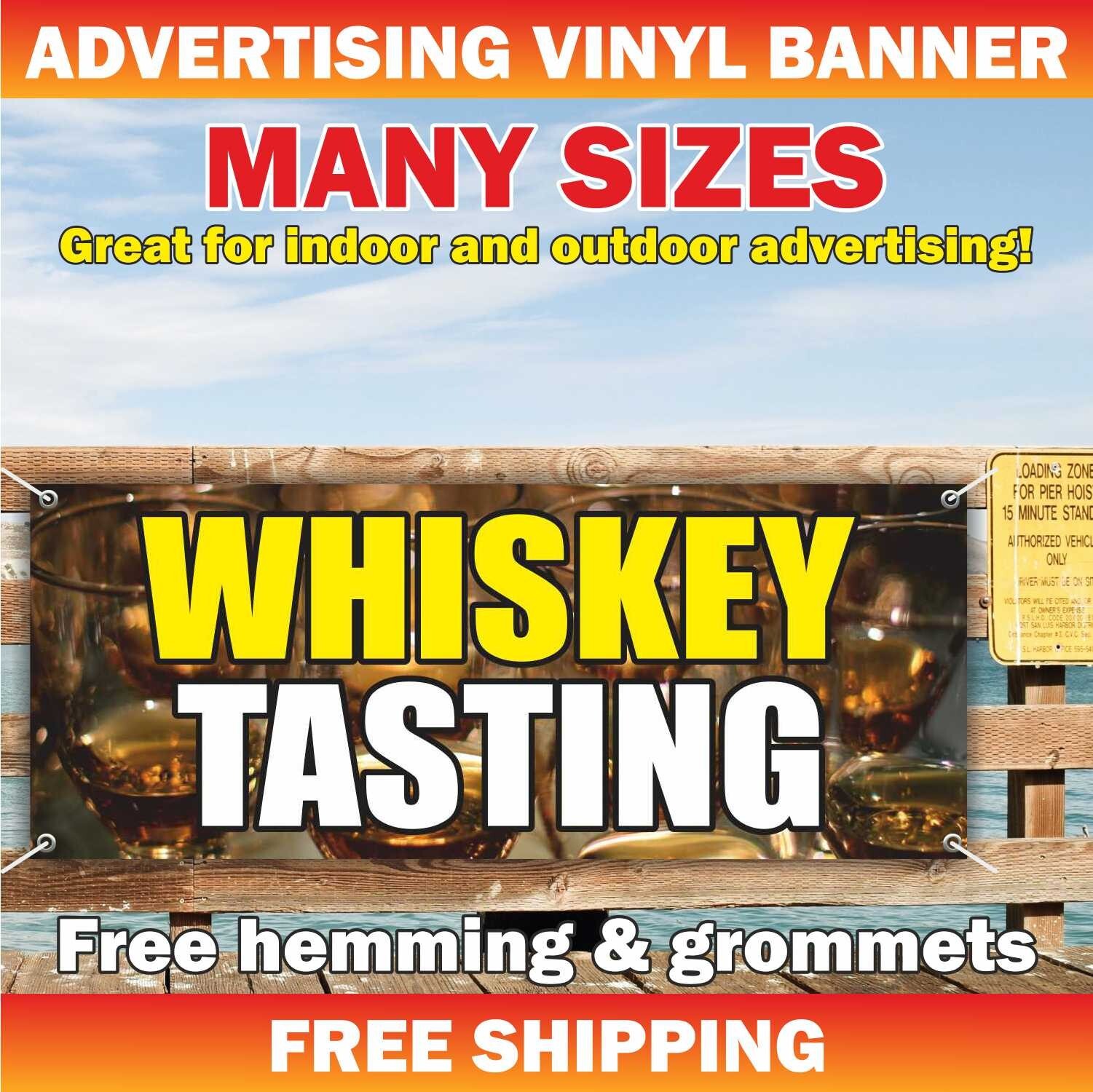 WHISKEY TASTING Advertising Banner Vinyl Sign Shop Bar Bartender Drink Cafe Wine