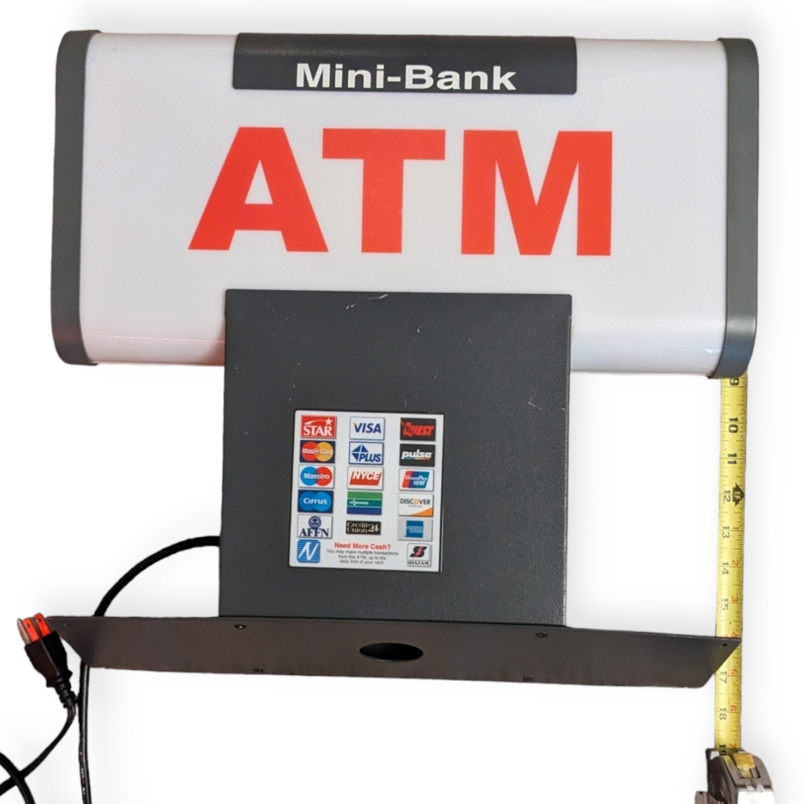 ATM 18″ X 17″ LIGHT UP SIGN W/ Credit Debit Card Logos