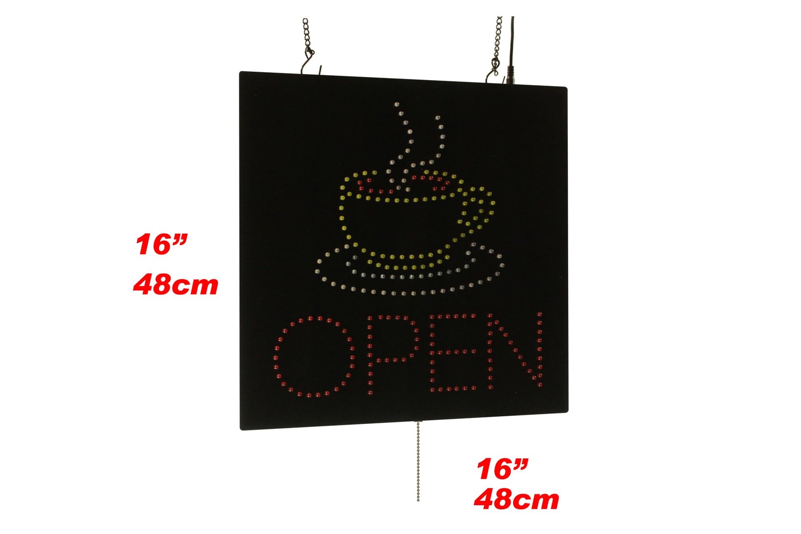 Open Coffee Cup Sign 16X16 40X40Cm Topking Led Neon Florescent Signage