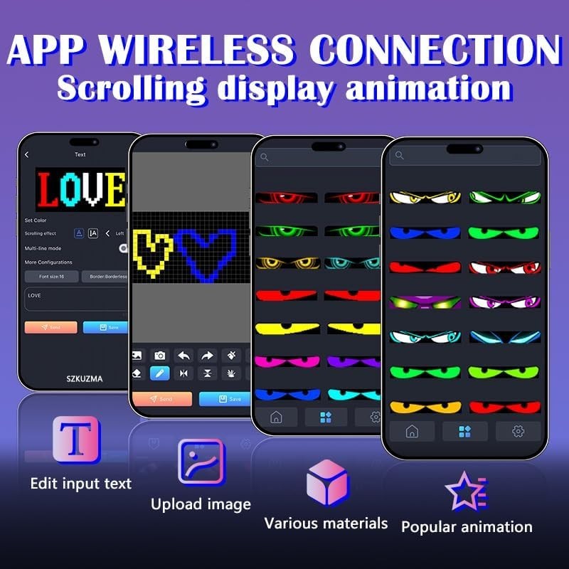 7″ x 3″ Flexible LED Matrix Panel – Waterproof with App Control & Animation