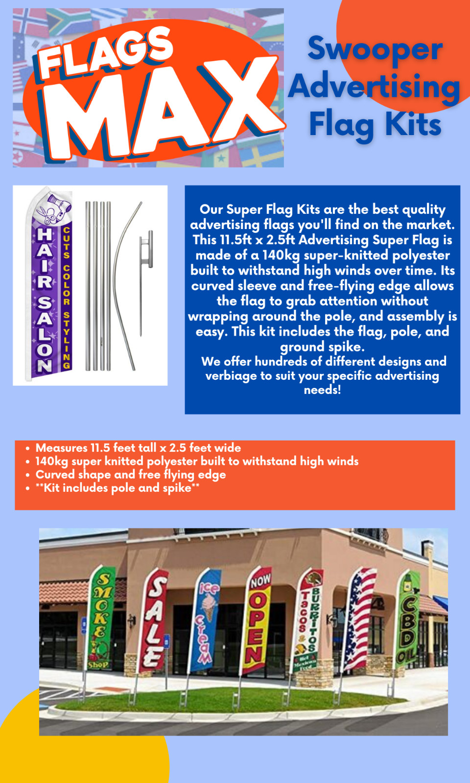 Cell Phone Accessories (YW) Swooper Flutter Feather Advertising Flag & Pole Kit