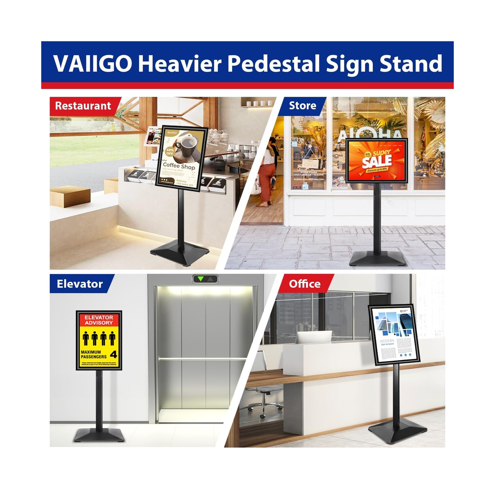Sign Stand 11x17inch Pedestal Sign Holder Poster Stand 3Packs Adjustable Floo…