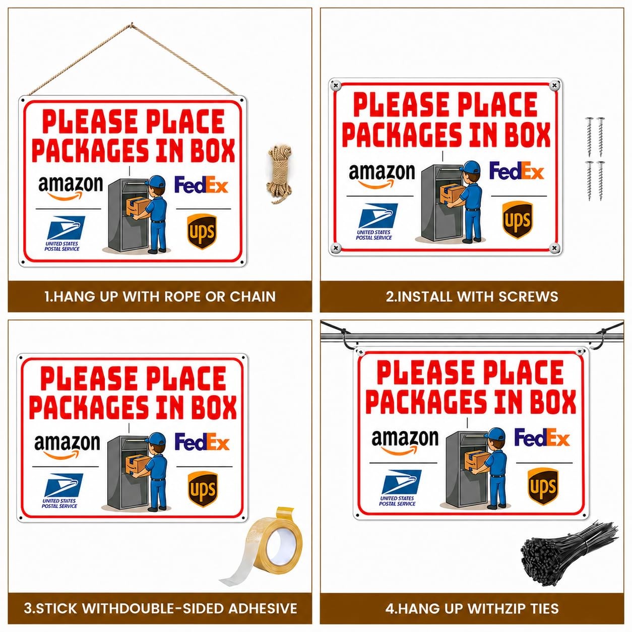 14 x 10 Inch Delivery Sign for Packages, Rust-Free Aluminum Metal Sign with D…