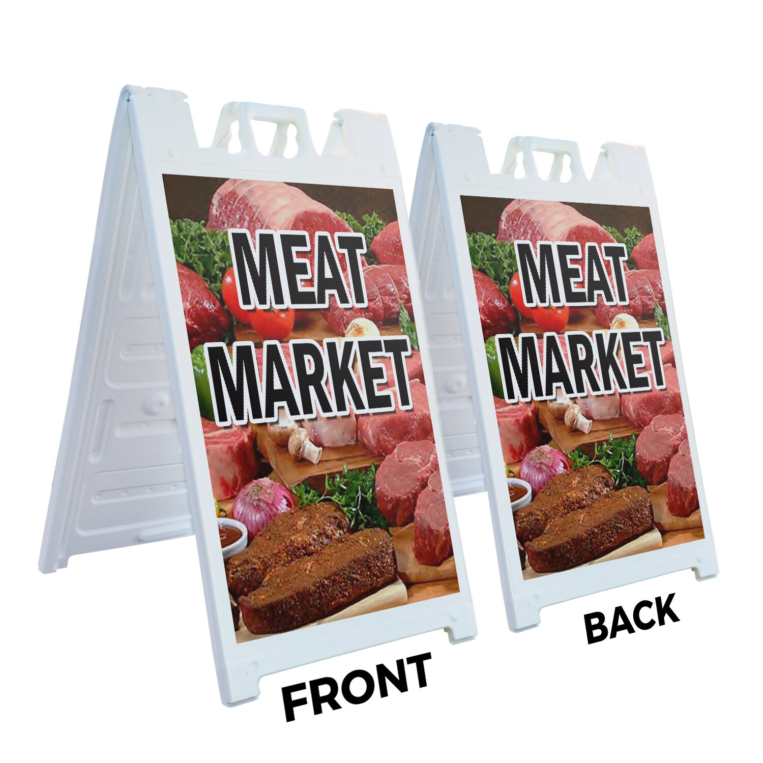 A-frame Sidewalk Meat Market 24″ x 36″ Double Sided A-Frame Sidewalk Sign