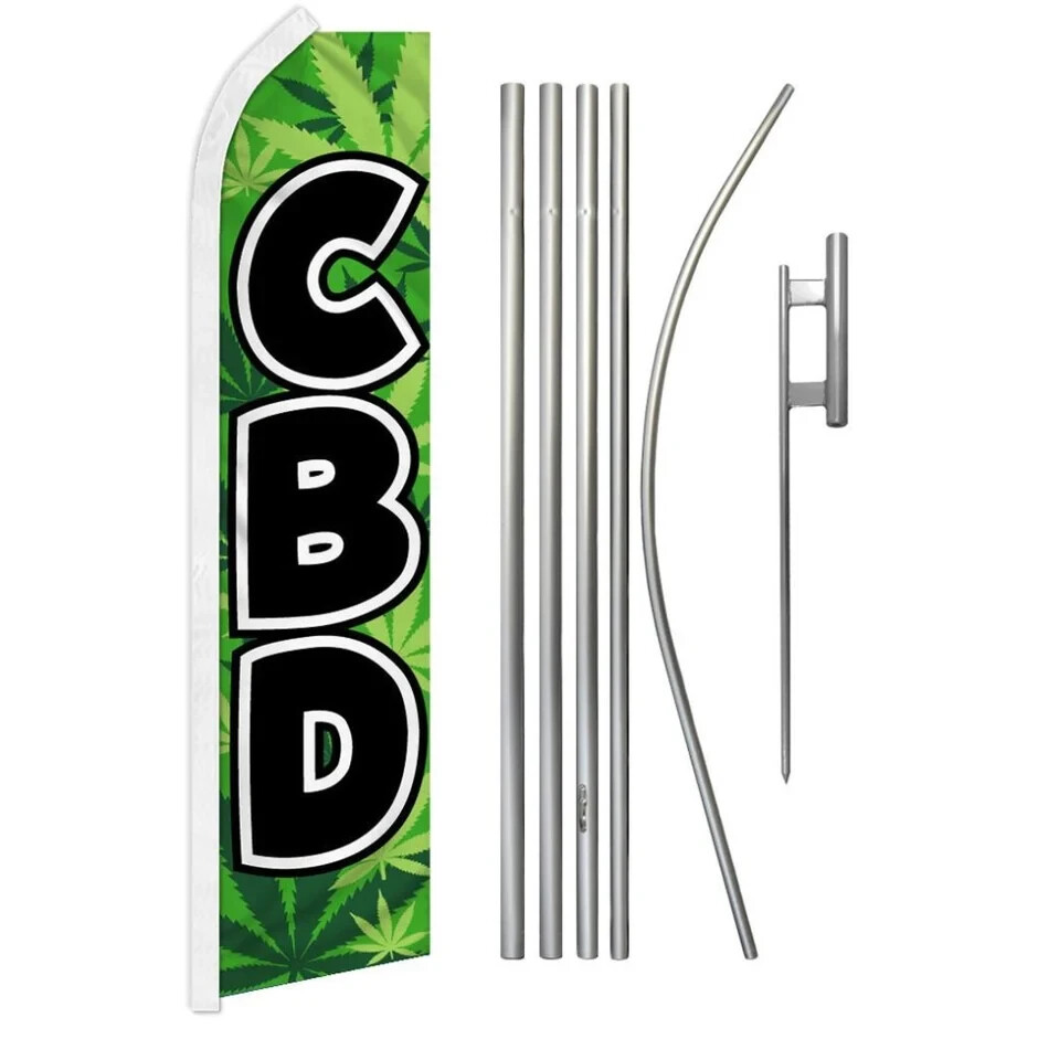 C.B.D. Sold Here Swooper Flutter Advertising Dispensary Business Flag Pole Kits
