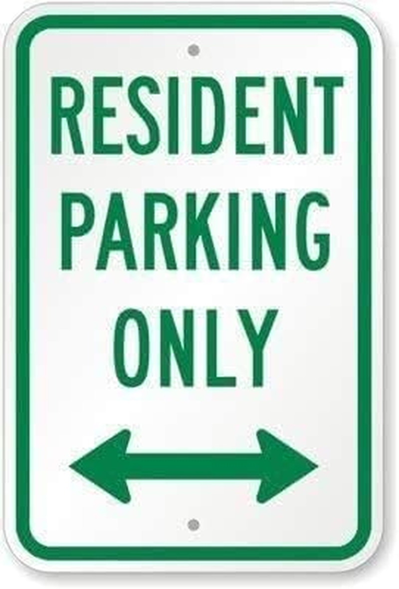 Resident Parking Only Sign – 2 Pack, 12×8 Inch Aluminum with Bidirectional Arrow