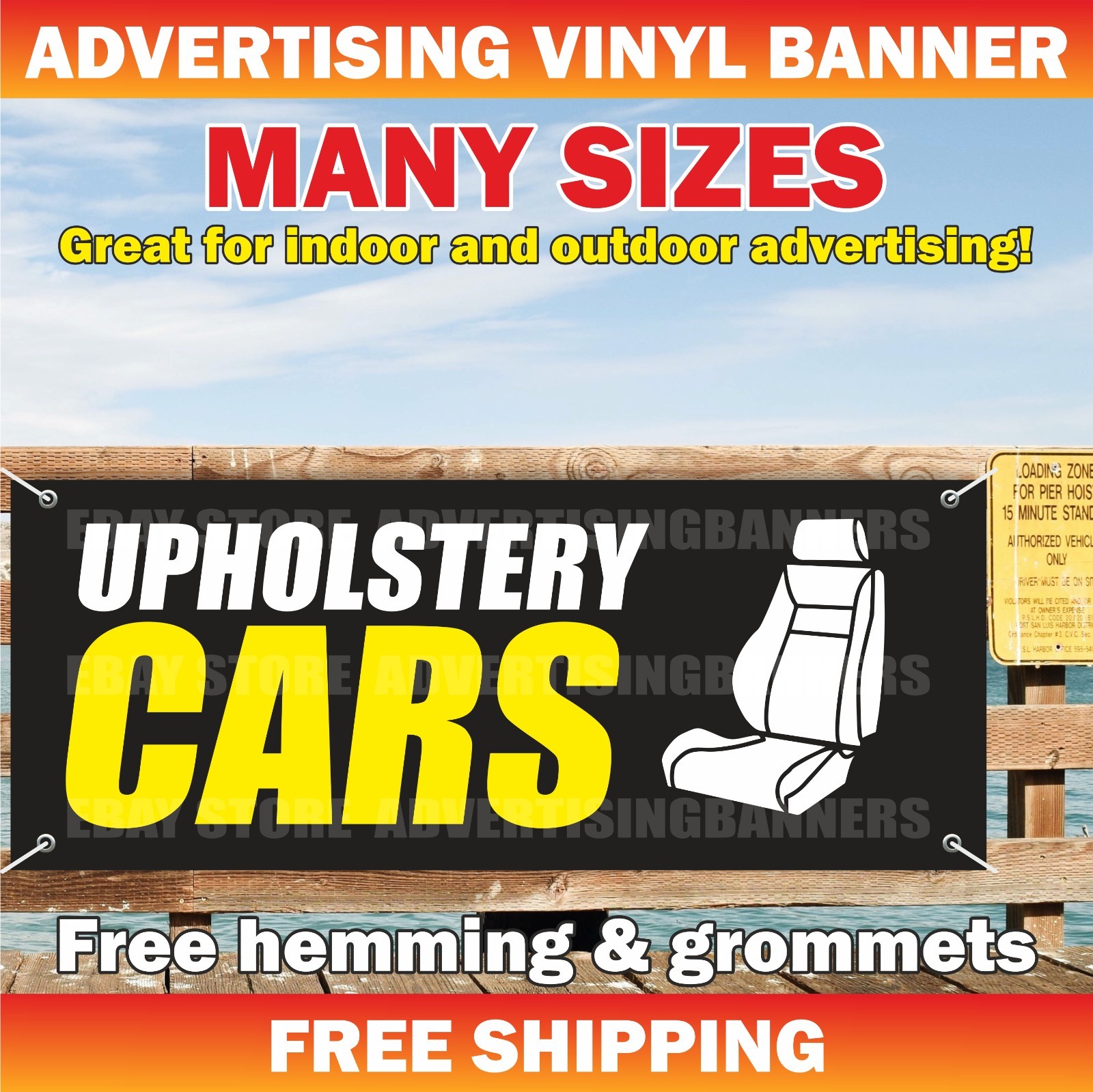 UPHOLSTERY CARS Advertising Banner Vinyl Mash Sign AUTO DETAILING service repair