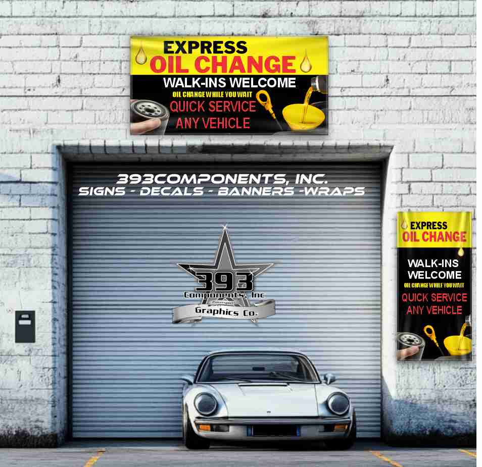 Oil & Filter Change Banner – High-Quality Vinyl Sign for Quick Vehicle Service