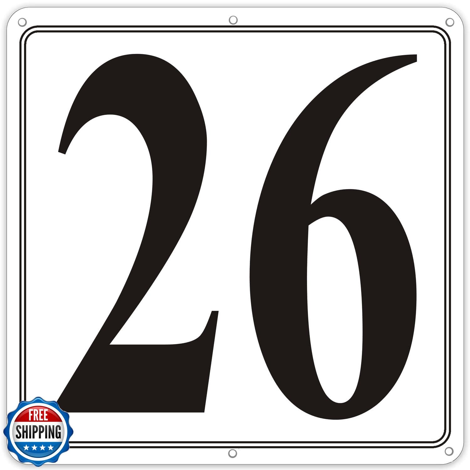 i-CowFun Premium Metal Number Signs 26 – Aluminum 12″ X 12″ Parking Spot Numb