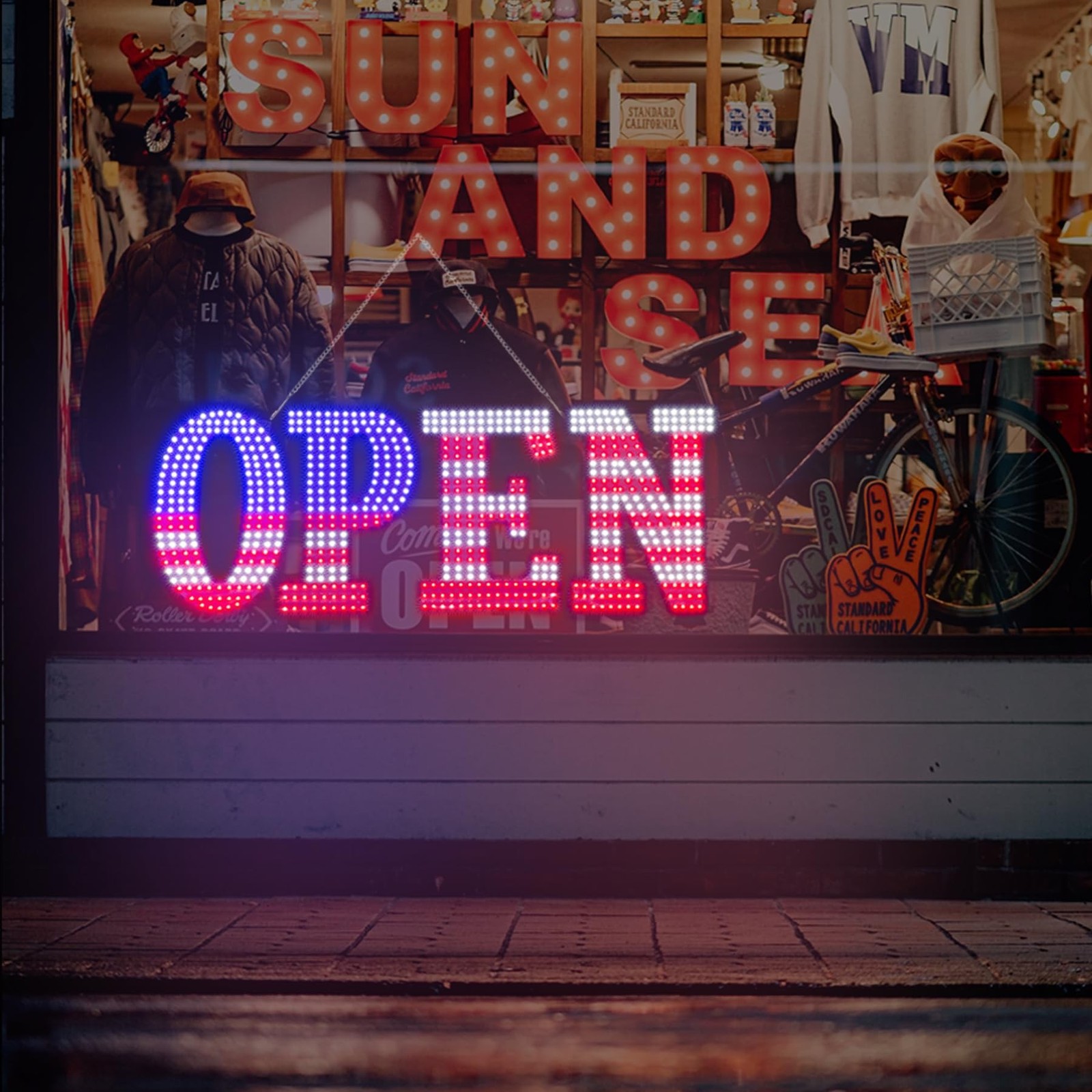 Open Signs for Business,30×10 inch USA Flag Open Sign Led for Window Wall Doo…